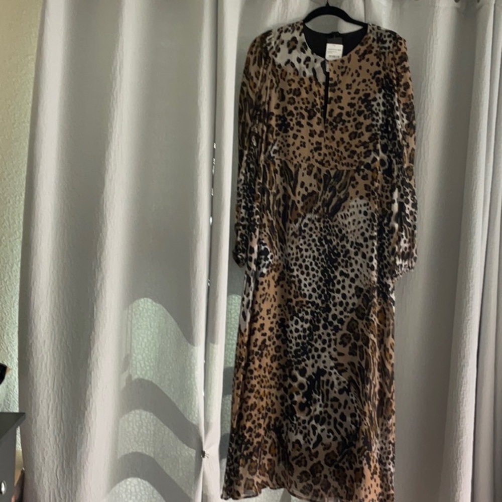 SEVENTY VENEZIA  LEOPARD PRINT DRESS Brown and Black /46 long sleeve